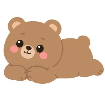 Cute Teddy Bear Lying on Floor with Relaxed Expression Stock Illustration