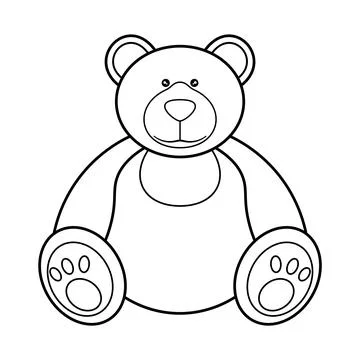 Cute Teddy Bear Outline Vector Illustration Stock Illustration