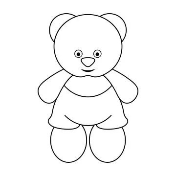 Cute Teddy Bear Outline Vector Illustration Stock Illustration
