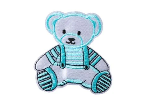 Cute Teddy bear patch isolated on white background. Foto stock