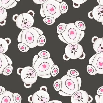 Cute teddy bear pattern design for children textile or wrapping paper decor Illustrazione stock