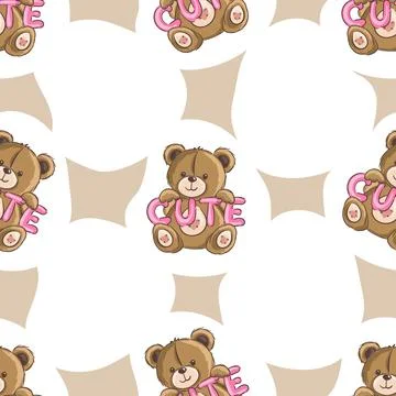 Cute teddy bear pattern design for children decor print Stock Illustration