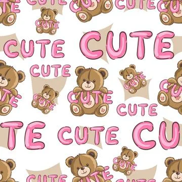 Cute teddy bear pattern design for children decor print Stock Illustration