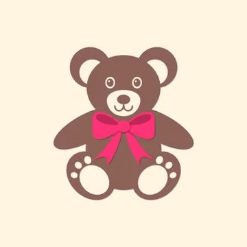 Cute teddy bear with red bow Stockillustratie