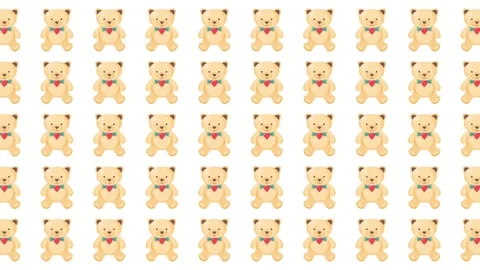 Cute Teddy Bear Seamless Pattern Background for Valentine Day Gift Wrapping Stock Footage 345539847