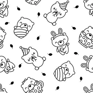 Cute teddy bear. Seamless pattern. Coloring Page. Stockillustratie