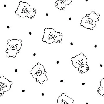 Cute teddy bear. Seamless pattern. Coloring Page. Stockillustratie