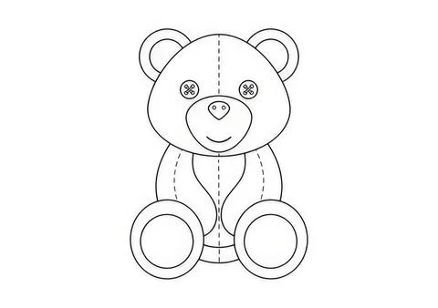 Cute teddy bear sitting with a happy face and round ears Stock Illustration