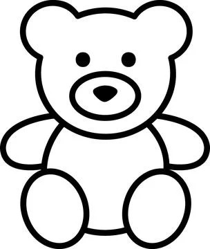Cute teddy bear toy line icon Stock Illustration