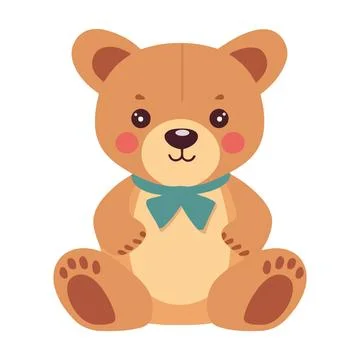 Cute teddy bear toy sitting on white background 스톡 일러스트
