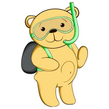 Cute teddy bear on vacation. Illustrazione stock