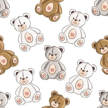 Cute teddy bears create a cheerful pattern suitable for kids design. Stock Illustration