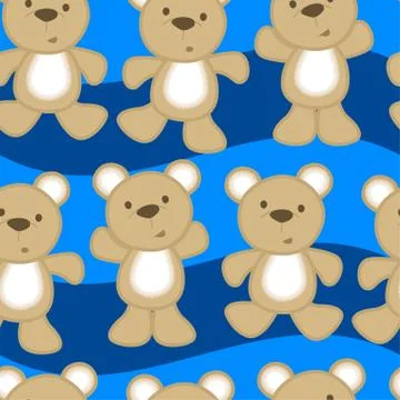 Cute teddy bears in a seamless pattern Stock Illustration
