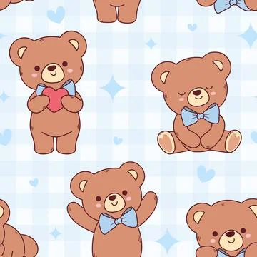 Cute teddy bears seamless pattern Stock Illustration