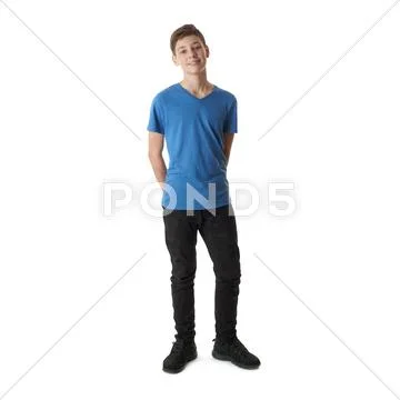 Cute teenager boy over white isolated background Stock Photos