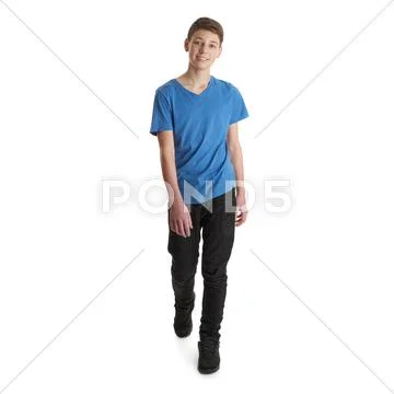 Cute teenager boy over white isolated background Stock Photos