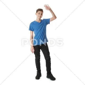 Cute teenager boy over white isolated background Stock Photos