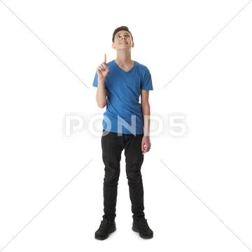 Cute teenager boy over white isolated background Stock Photos