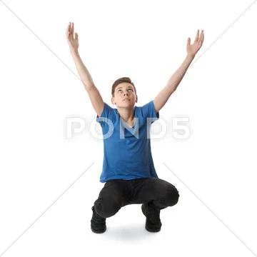 Cute teenager boy over white isolated background Stock Photos