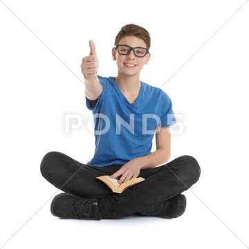 Cute teenager boy over white isolated background Stock Photos