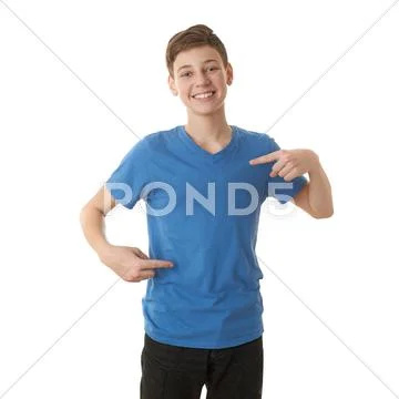 Cute teenager boy over white isolated background Stock Photos