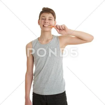 Cute teenager boy over white isolated background Stock Photos