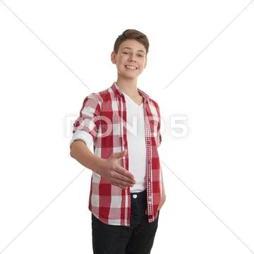 Cute teenager boy over white isolated background Stock Photos