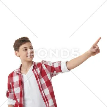 Cute teenager boy over white isolated background Stock Photos
