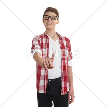 Cute teenager boy over white isolated background Stock Photos