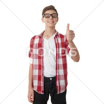Cute teenager boy over white isolated background Stock Photos