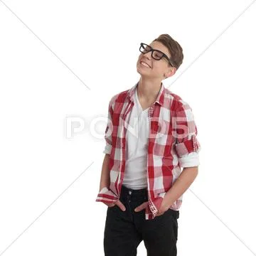 Cute teenager boy over white isolated background Stock Photos