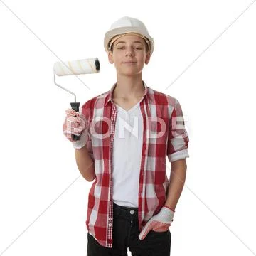 Cute teenager boy over white isolated background Stock Photos