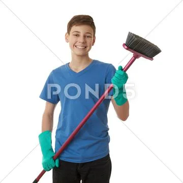 Cute teenager boy over white isolated background Stock Photos
