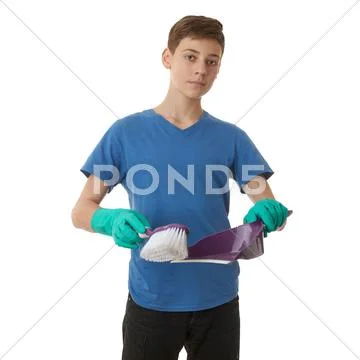 Cute teenager boy over white isolated background Stock Photos