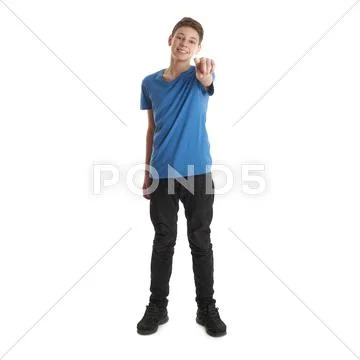Cute teenager boy over white isolated background Stock Photos