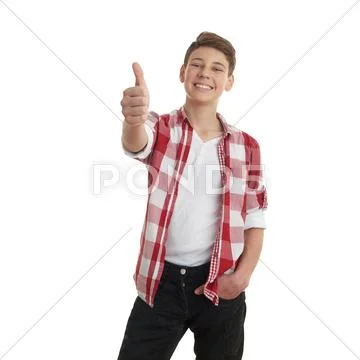 Cute teenager boy over white isolated background Stock Photos