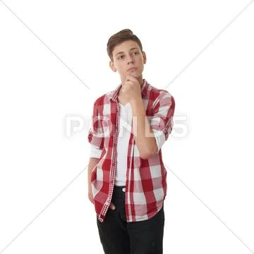 Cute teenager boy over white isolated background Stock Photos