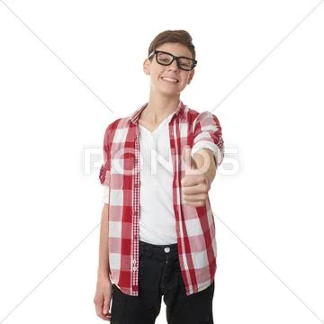 Cute teenager boy over white isolated background Stock Photos