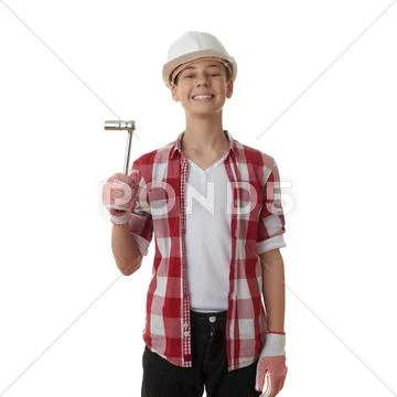 Cute teenager boy over white isolated background Stock Photos