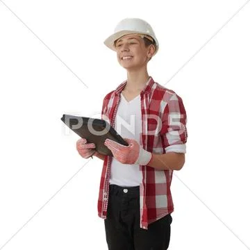 Cute teenager boy over white isolated background Stock Photos