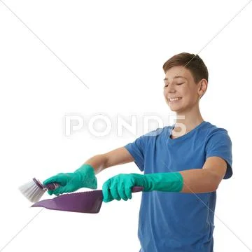 Cute teenager boy over white isolated background Stock Photos