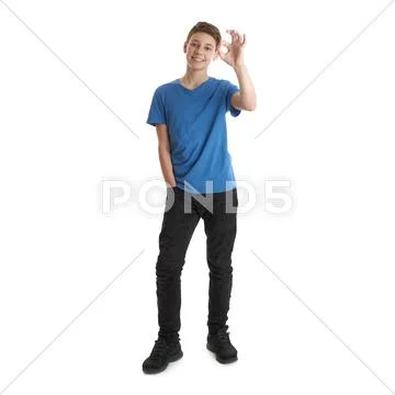 Cute teenager boy over white isolated background Stock Photos