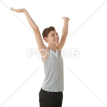 Cute teenager boy over white isolated background Stock Photos