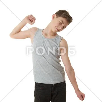Cute teenager boy over white isolated background Stock Photos