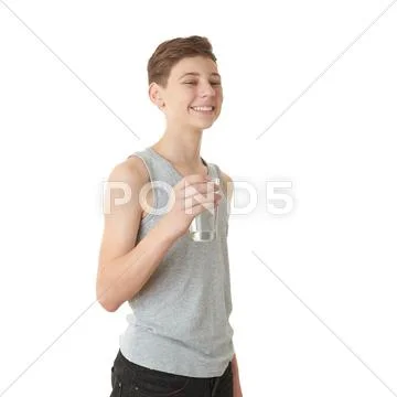 Cute teenager boy over white isolated background Stock Photos