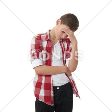 Cute teenager boy over white isolated background Stock Photos
