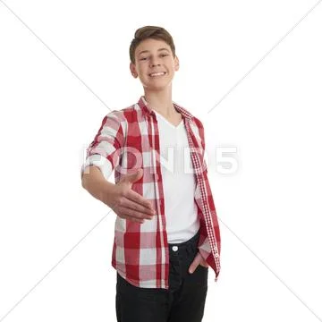 Cute teenager boy over white isolated background Stock Photos