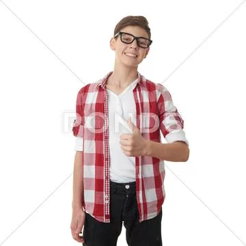 Cute teenager boy over white isolated background Stock Photos