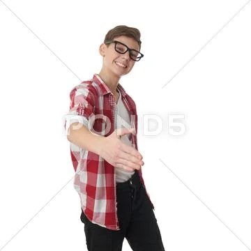 Cute teenager boy over white isolated background Stock Photos