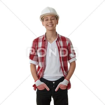 Cute teenager boy over white isolated background Stock Photos